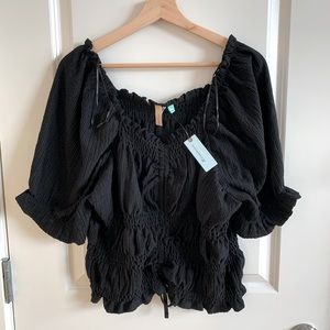ANTHROPOLOGIE Black Peasant-Style top, new with tags